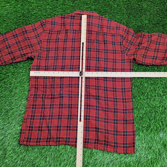 Vintage 80s Plaid Button Shirt Medium 21x29 Red - Picture 4 of 13
